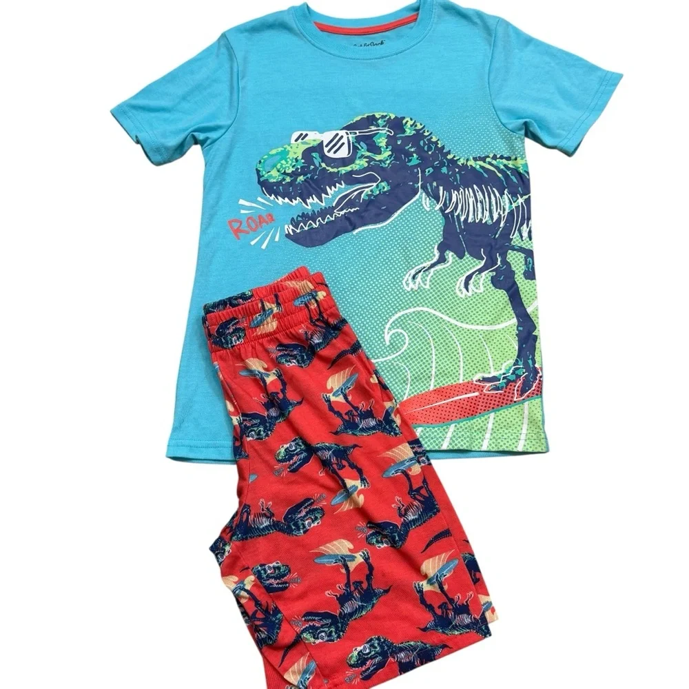 New without Tags Cat & Jack Dinosaur Print Two Piece Pajama‎ Set Medium 8/10